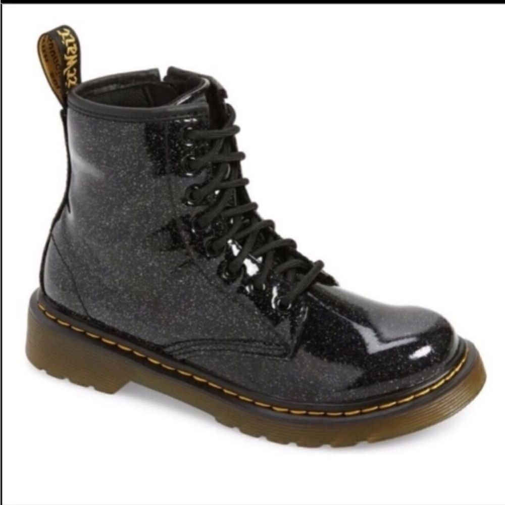 Dr. Martens Black Glitter 1460 Moto Boots Sz 4